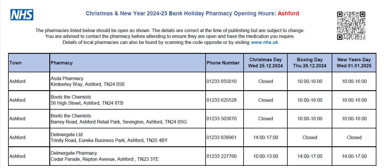 Pharmacy Opening Hours